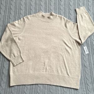 Old Navy Plus Size Beige Oatmeal Cotton Knitted Turtleneck Sweater